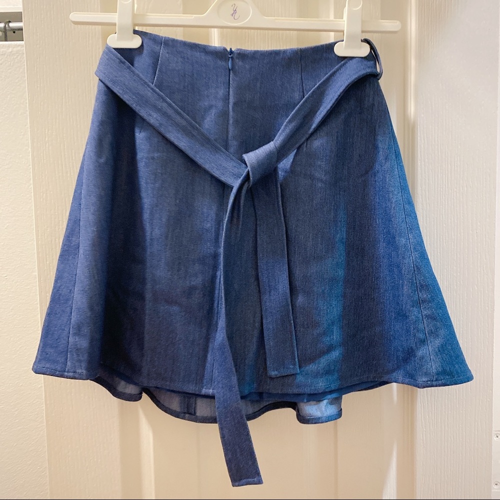 bellenista mini denim skirt with tie